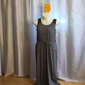 Sleeveless maxi dress with waist tie in size 12/14